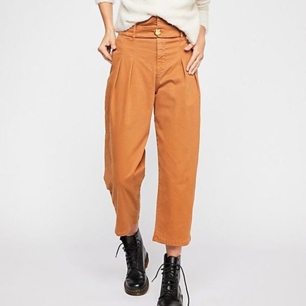NEW Free People Flow Away Cropped Pants Chestnut